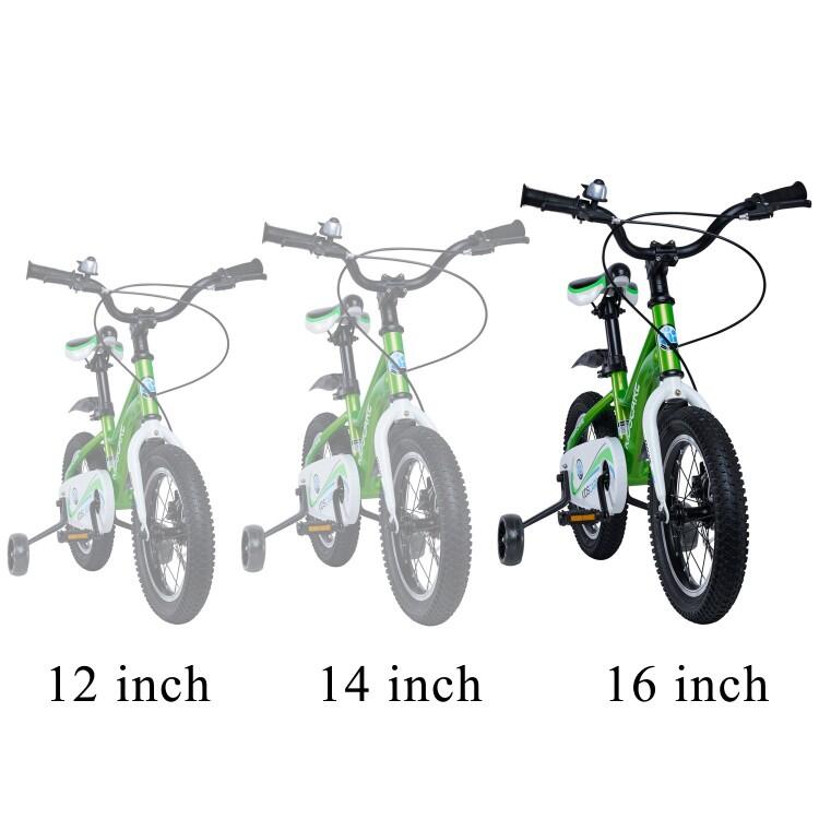 Bicicleta pentru copii 5-8 ani HappyCycles KidsCare, roti 16 inch, verde