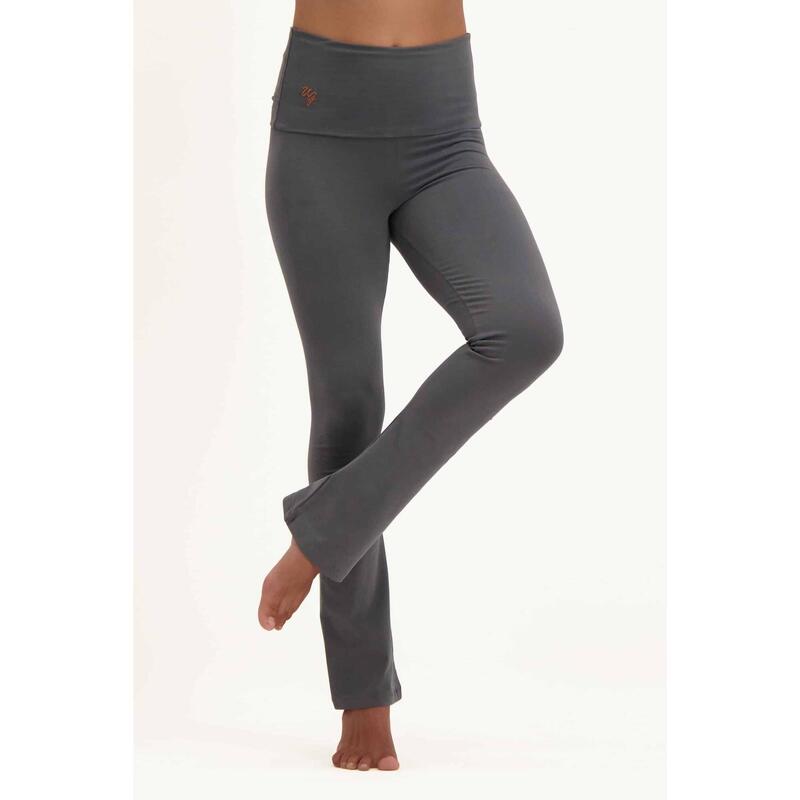 Pranafied - Legging de yoga avec bande rabattable et jambes évasées - Gris