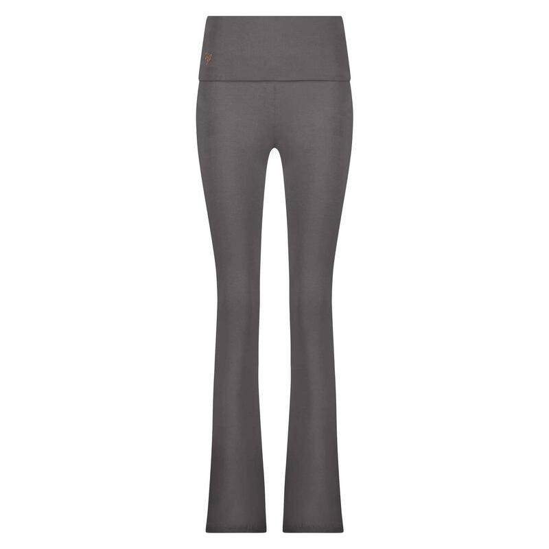 Pranafied - Legging de yoga avec bande rabattable et jambes évasées - Gris