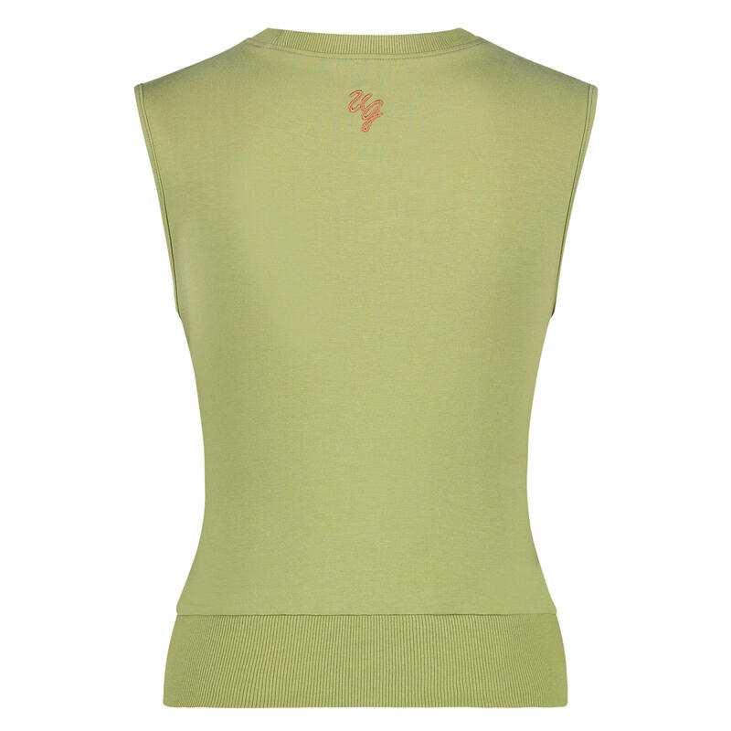 Crop Top Lakshmi Yoga sans manches avec ceinture. Coton biologique - Vert Clair