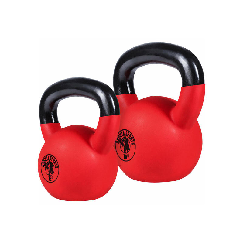 Kit Kettlebell Gorilla Sports Revesitmnento de Goma 12g 16Kg