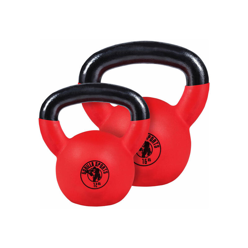 Zestaw kettlebelli do treningu siłowego  Gorilla Sports 12kg, 16kg,