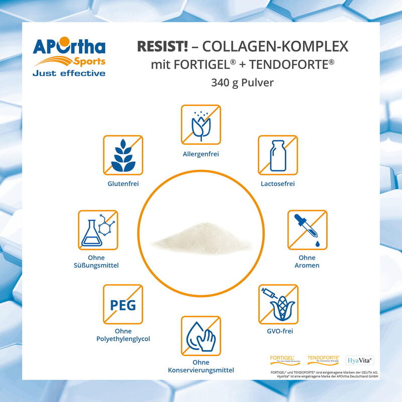 RESIST! mit FORTIGEL® + TENDOFORTE® B (Rind) Collagen-Peptiden - 340 g Pulver