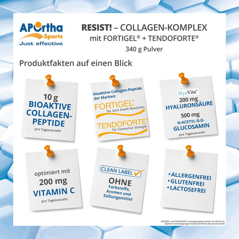 RESIST! mit FORTIGEL® + TENDOFORTE® B (Rind) Collagen-Peptiden - 340 g Pulver