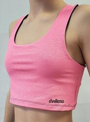 Top Crop Gymnastique Dvillena Dos Nageur Noir/Fuchsia