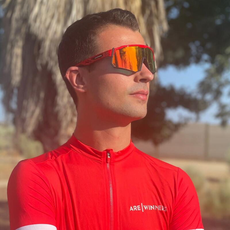 Gli occhiali da ciclismo per adulti Are Winners MEGA Red Fire 2/6