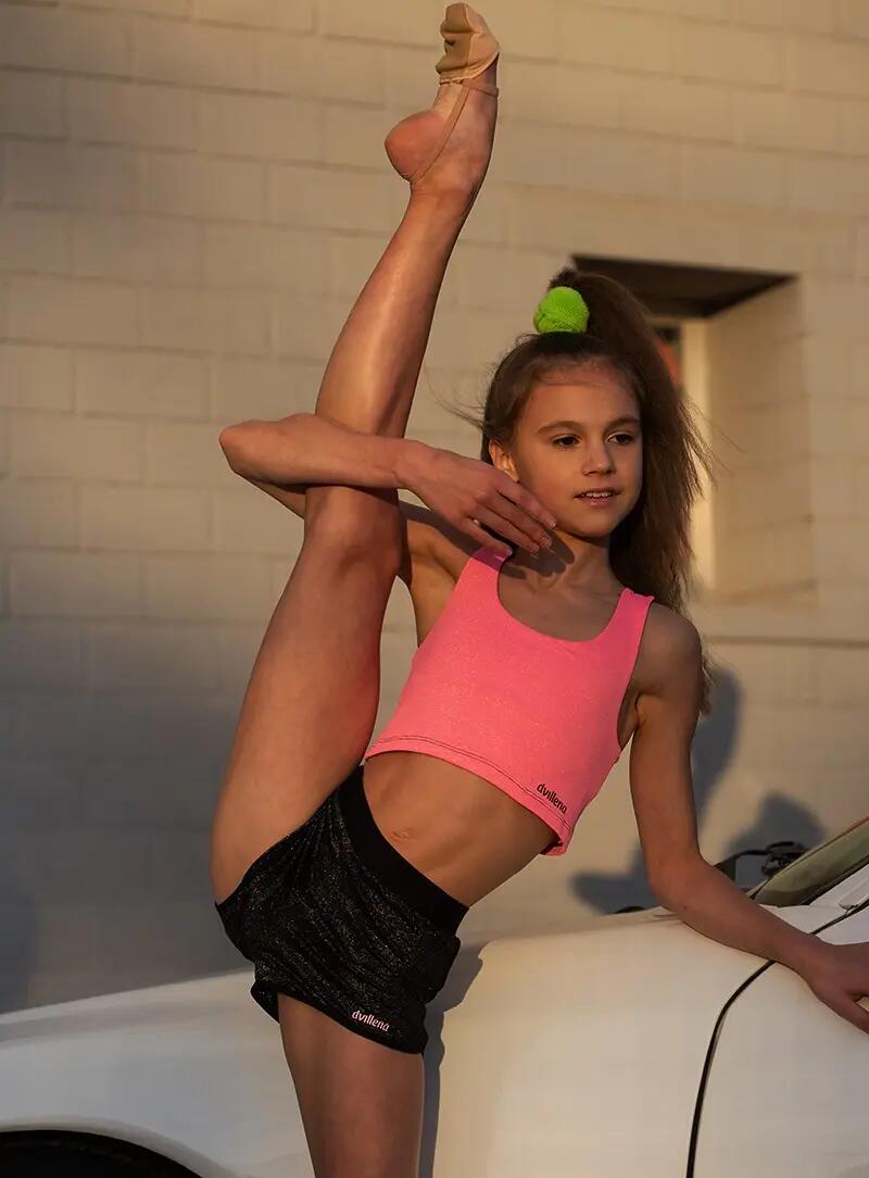 Short de Gymnastique Dvillena Brillant Argent/Noir Élastique 3/4