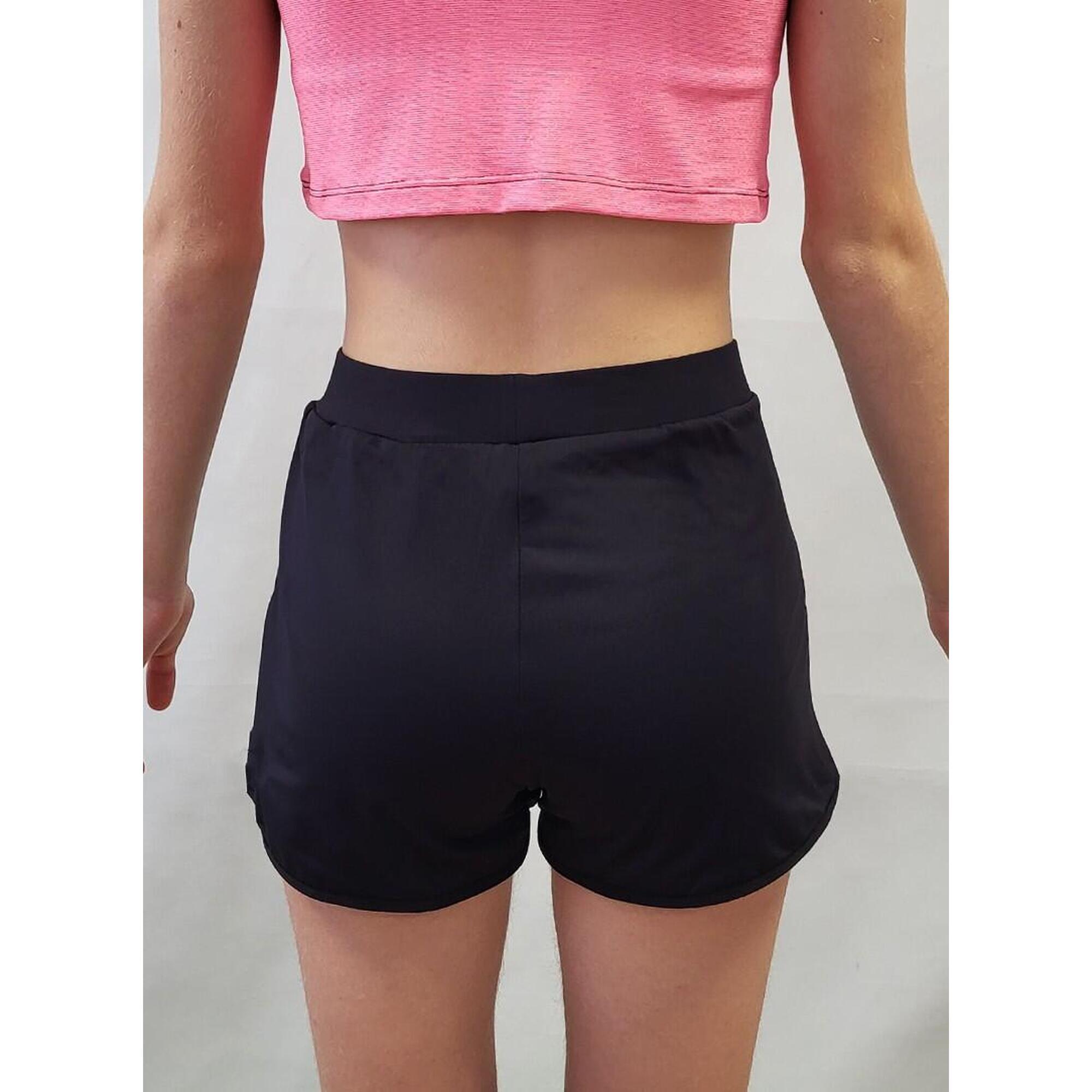 Short Doble Pantalon Gimnasia Mujer Niña Dvillena Negro Elástico