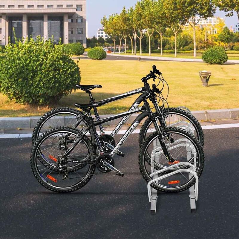 Kültéri falra és földbe szerelhető Biciklitároló 4 biciklinek, fém, Szürke