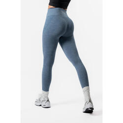 Legging femme sans couture pour fitness et musculation bleu denim