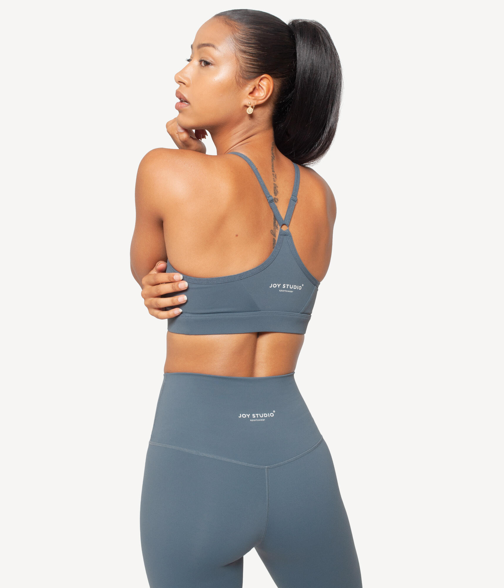 Leggings Vita Alta Donna Fitness Soft Touch - Grigio 4/5