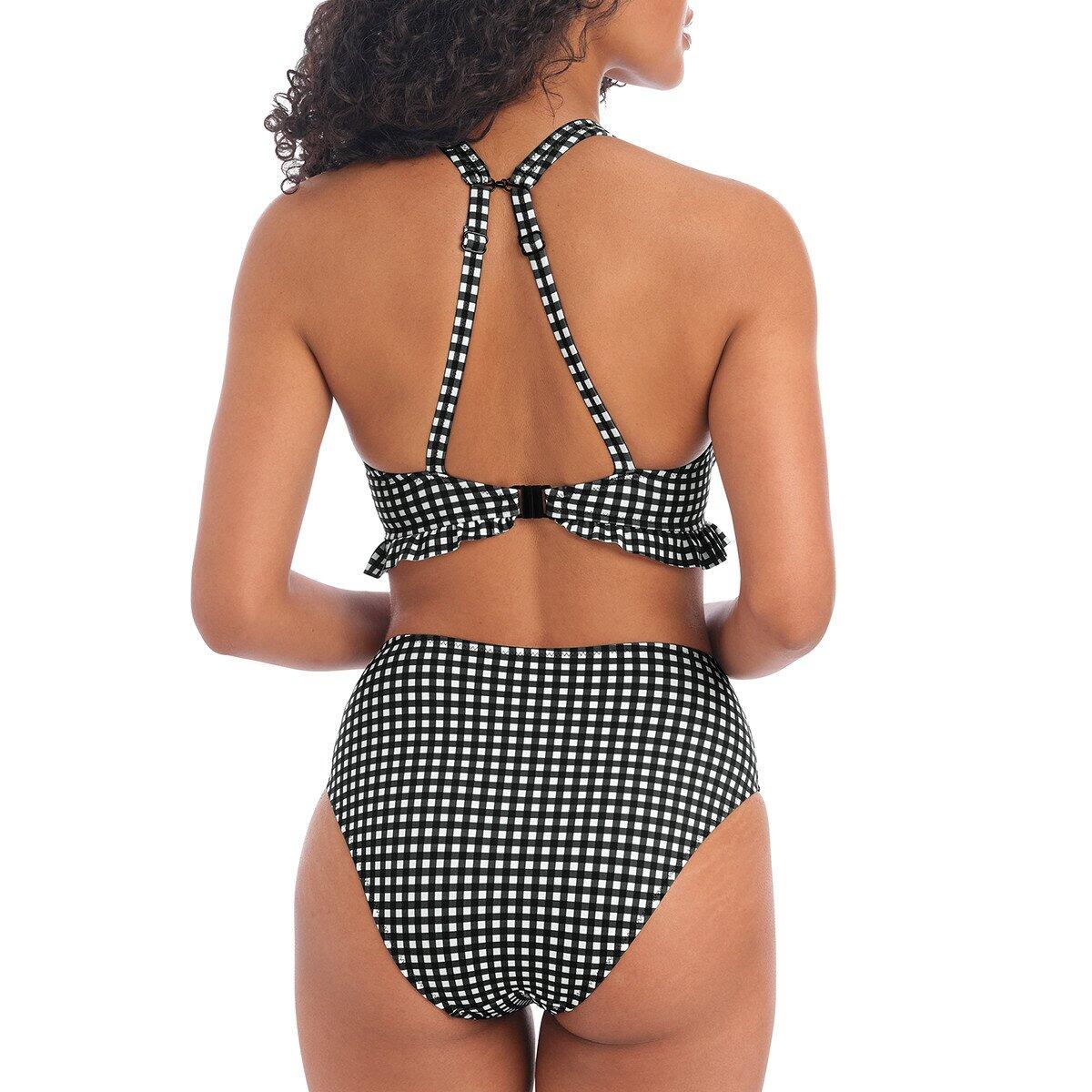 Haut de maillot à volant imprimé vichy Check in 3/5