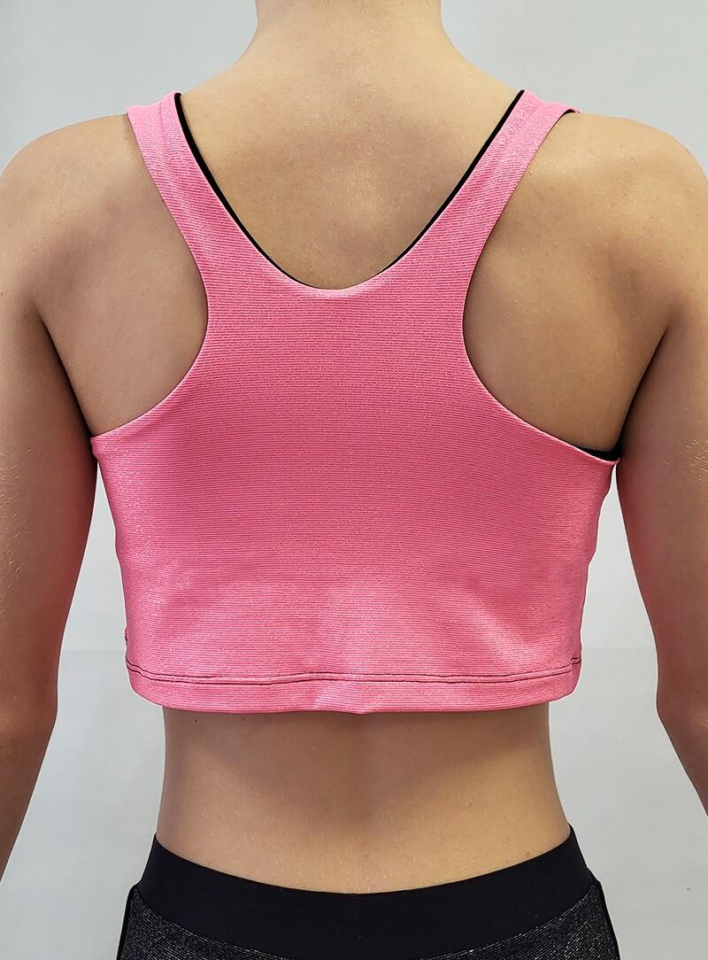 Top Crop Gymnastique Dvillena Dos Nageur Noir/Fuchsia 2/5