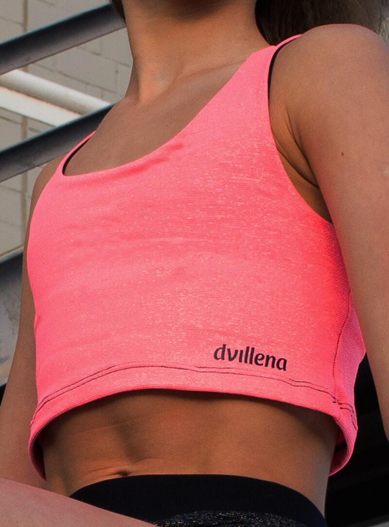 Top Crop Gymnastique Dvillena Dos Nageur Noir/Fuchsia 4/5