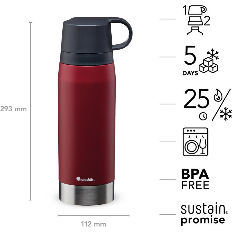 Thermoflasche CityPark Thermavac 1,1 Liter lava-schwarz