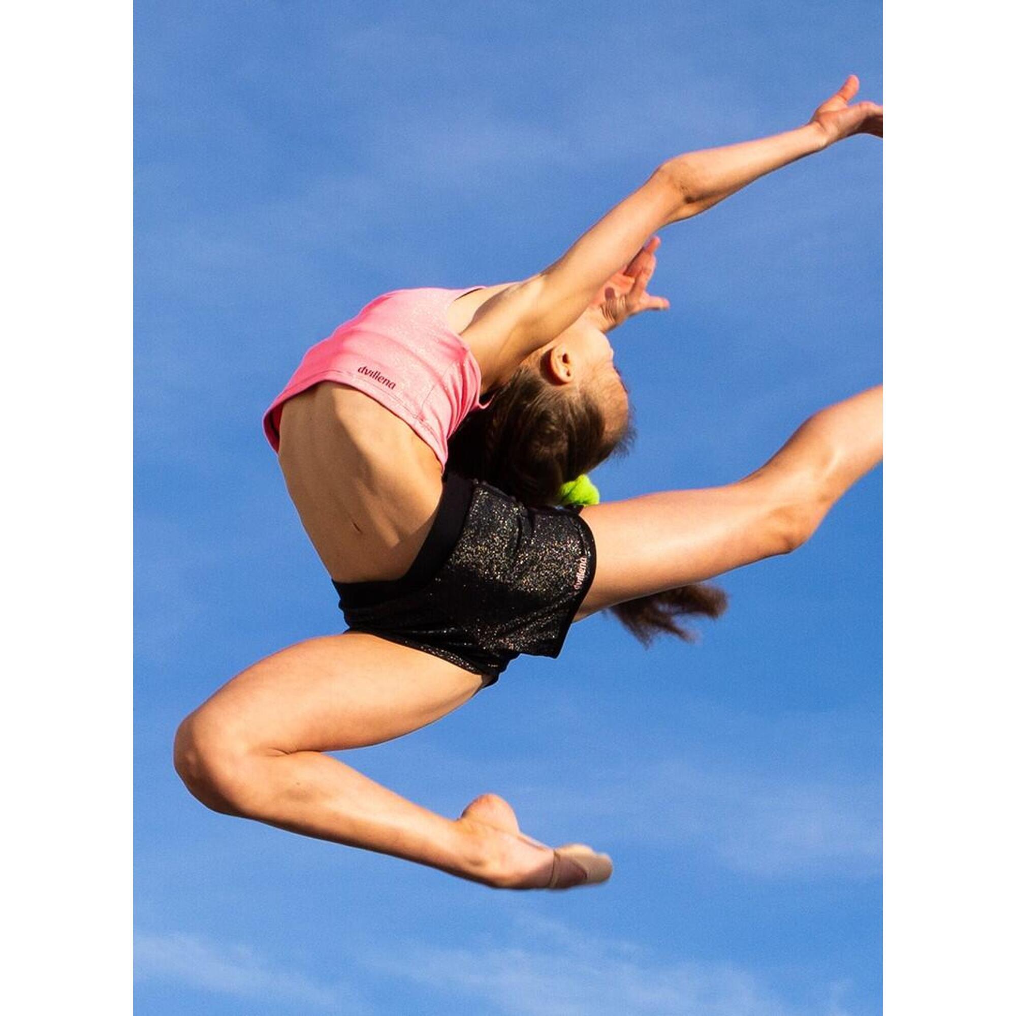 Short de Gymnastique Dvillena Brillant Argent/Noir Élastique
