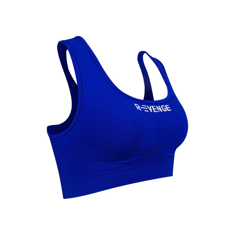 Sport-BH / Top Damen mit Tasche für Körbchen, Königsblau