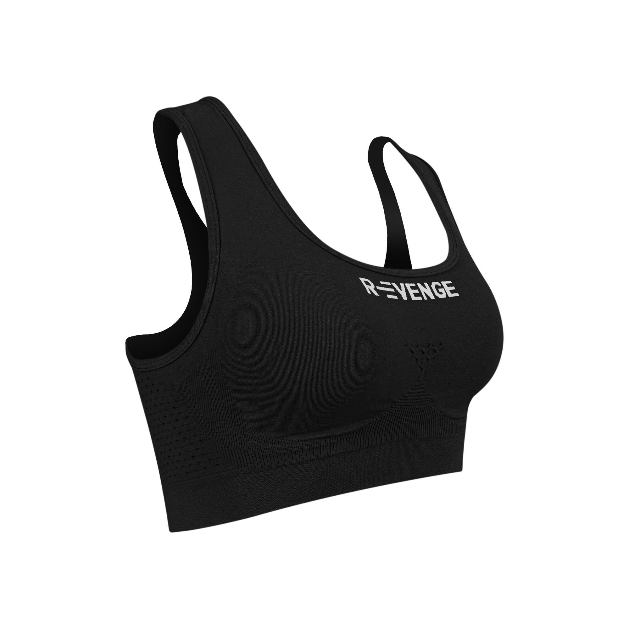 R-EVENGE Sutiã / Top Técnico com bolso para xícaras, Preto
