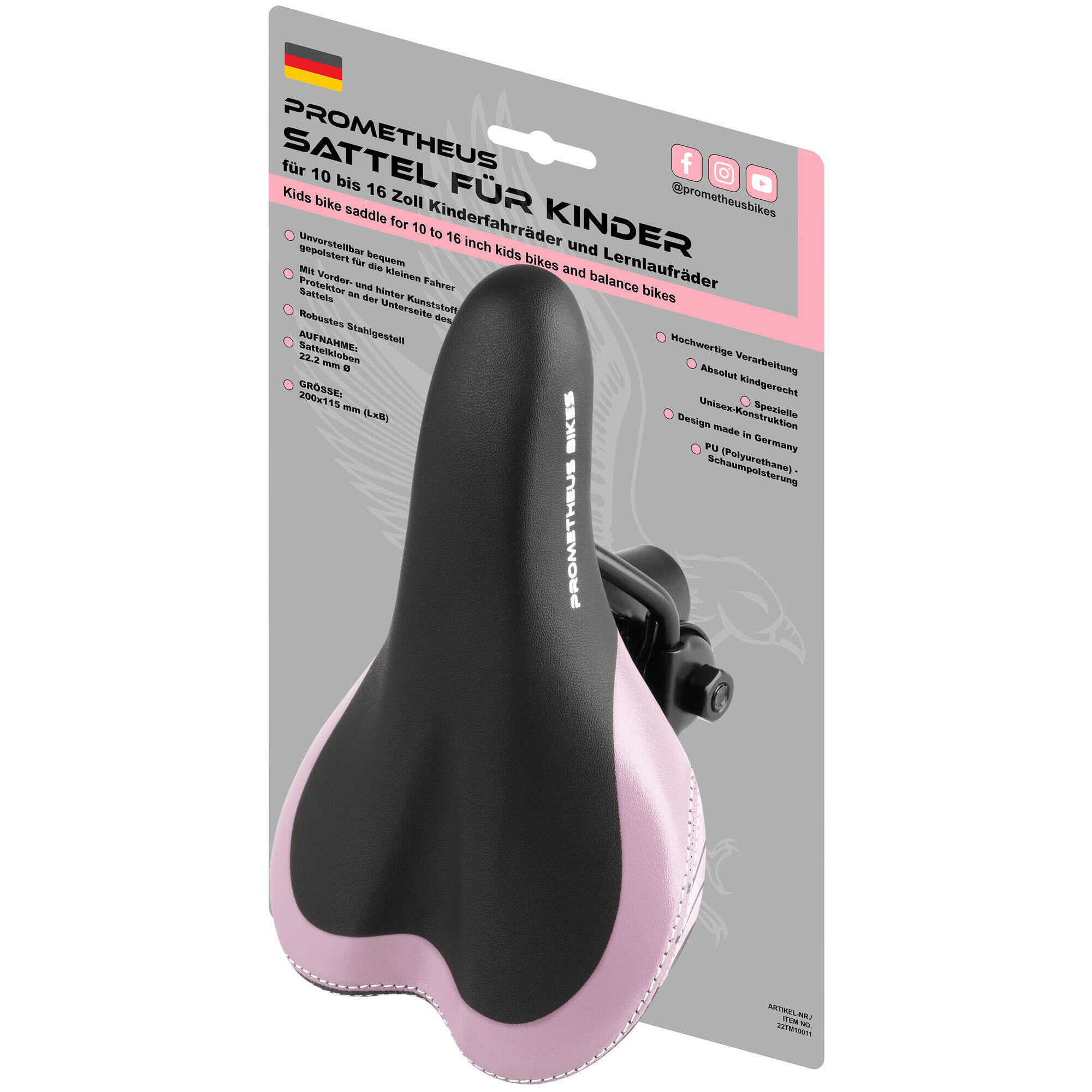 Prometheus Bicycles - Selle Pour 10 12 14 16 Pouces Vélo Enfant Et Draisienne - Selle De Vélo - Noir|rose - Taille Unique - Decathlon