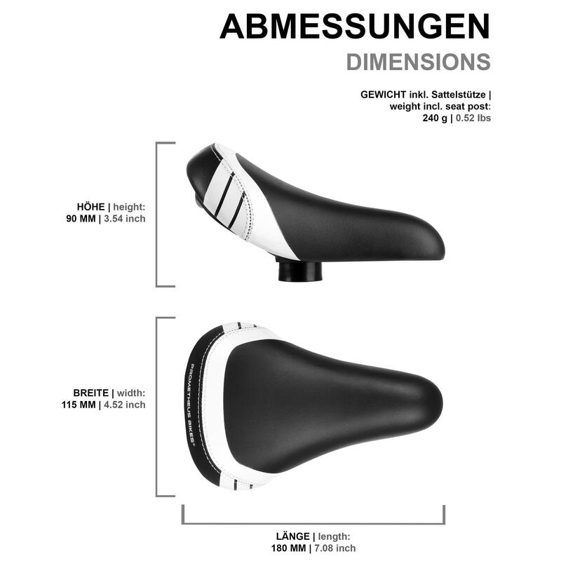 Sattel für Laufrad Kinderfahrrad 10-12 Zoll mit Sattel-Stütze Alu 25.4mm