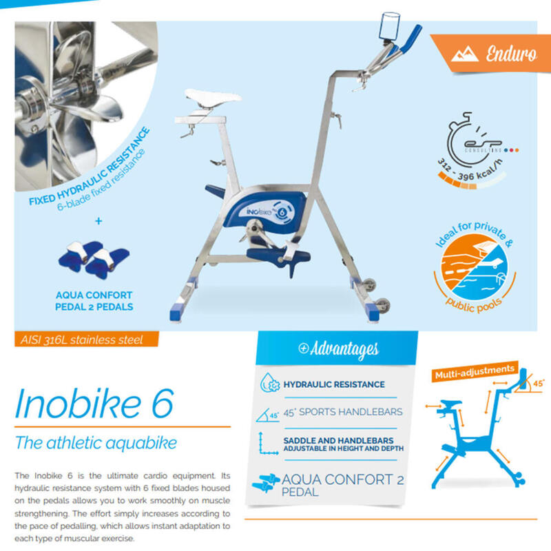 Aquabike Waterflex Inobike 6 - Schwimmbadfahrrad für Aquafitness