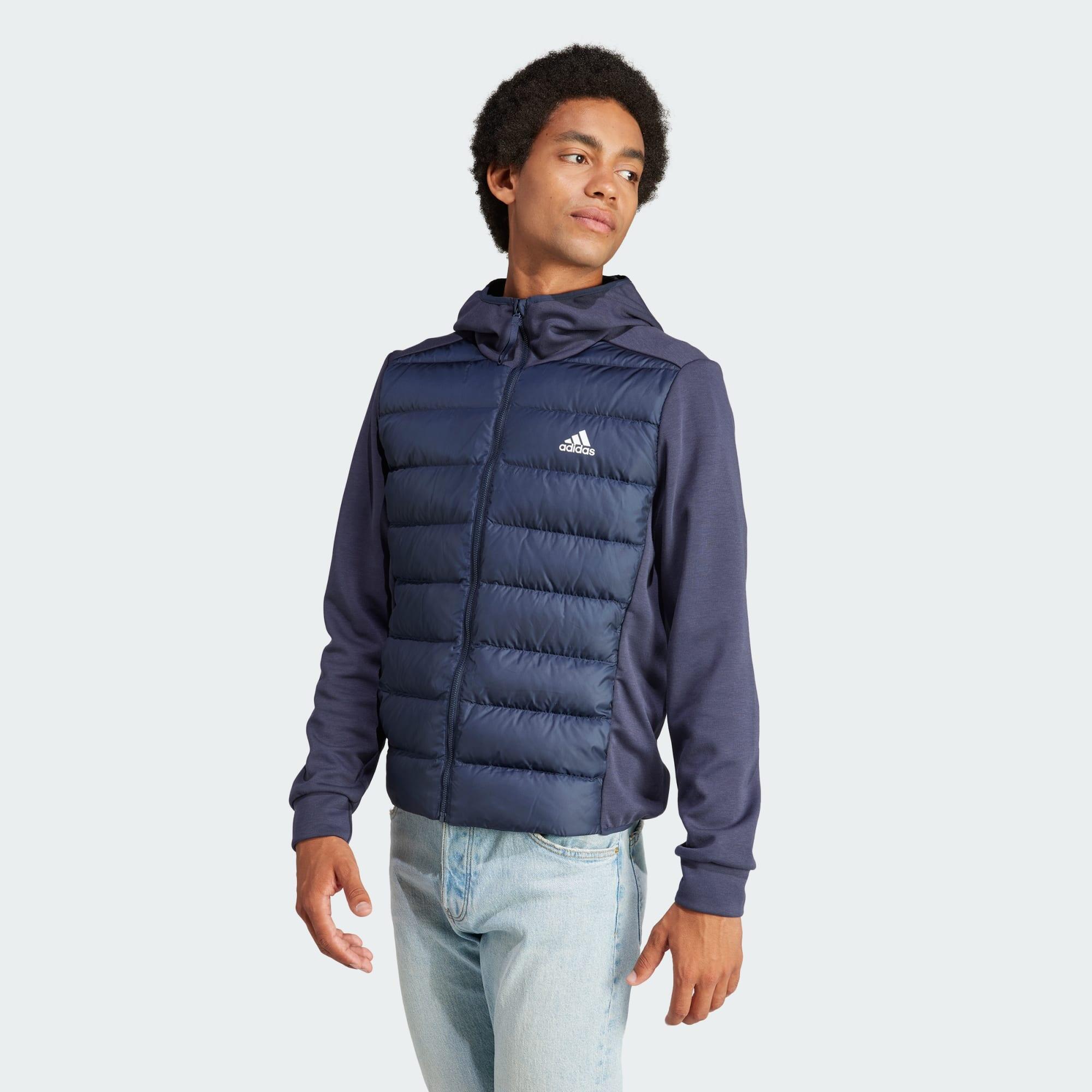 Jachetă matlasată adidas Essentials Hybrid Down albastră