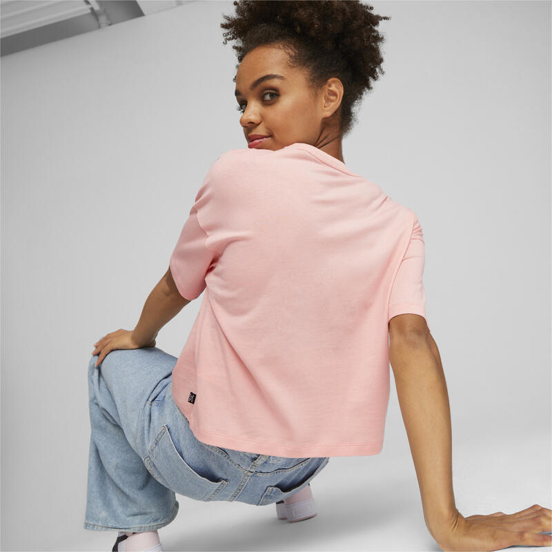 Essentials Logo Cropped T-Shirt Damen PUMA Peach Smoothie Pink