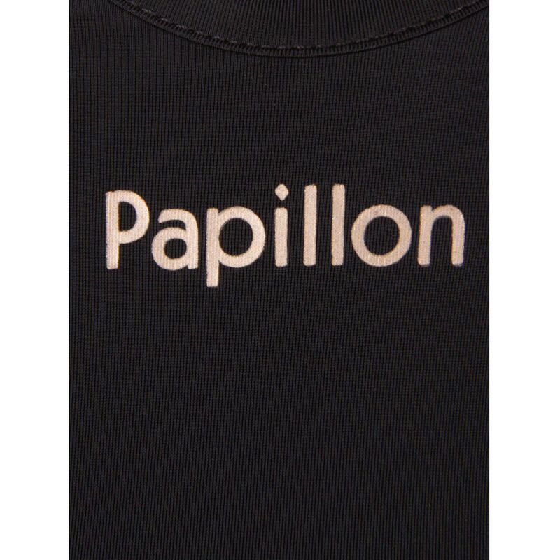 Papillon Chemise de sport ample à col rond pour femmes, noir,