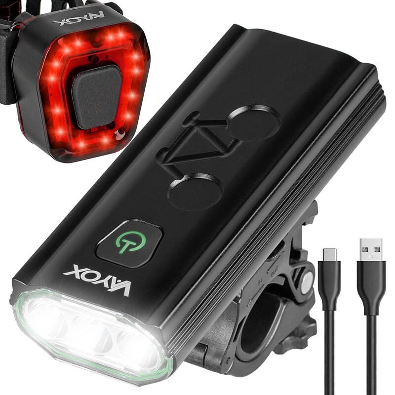 VAYOX VA0112 + VA0048 POWERBANK fietsverlichtingsset voor en achter