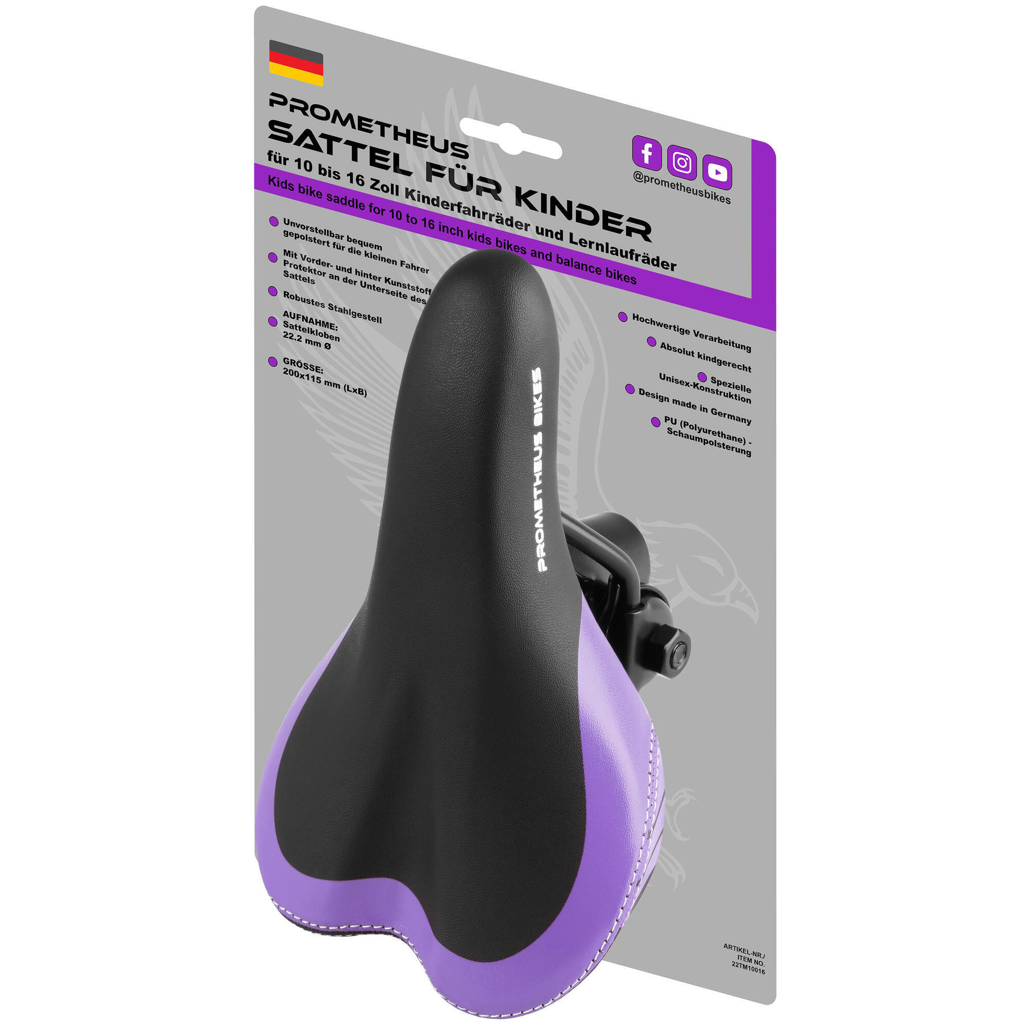 Prometheus Bicycles - Selle Pour 10 12 14 16 Pouces Vélo Enfant Et Draisienne - Selle De Vélo - Noir|violet - Taille Unique - Decathlon