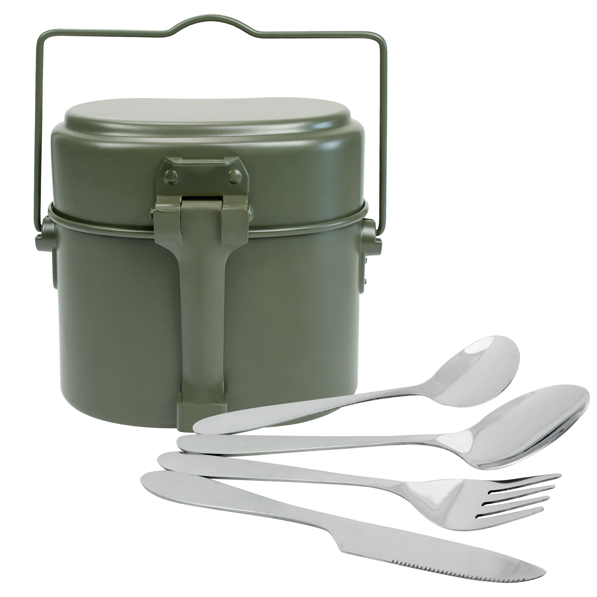 Talheres e utensílios de cozinha para campismo - aço inoxidável e alumínio