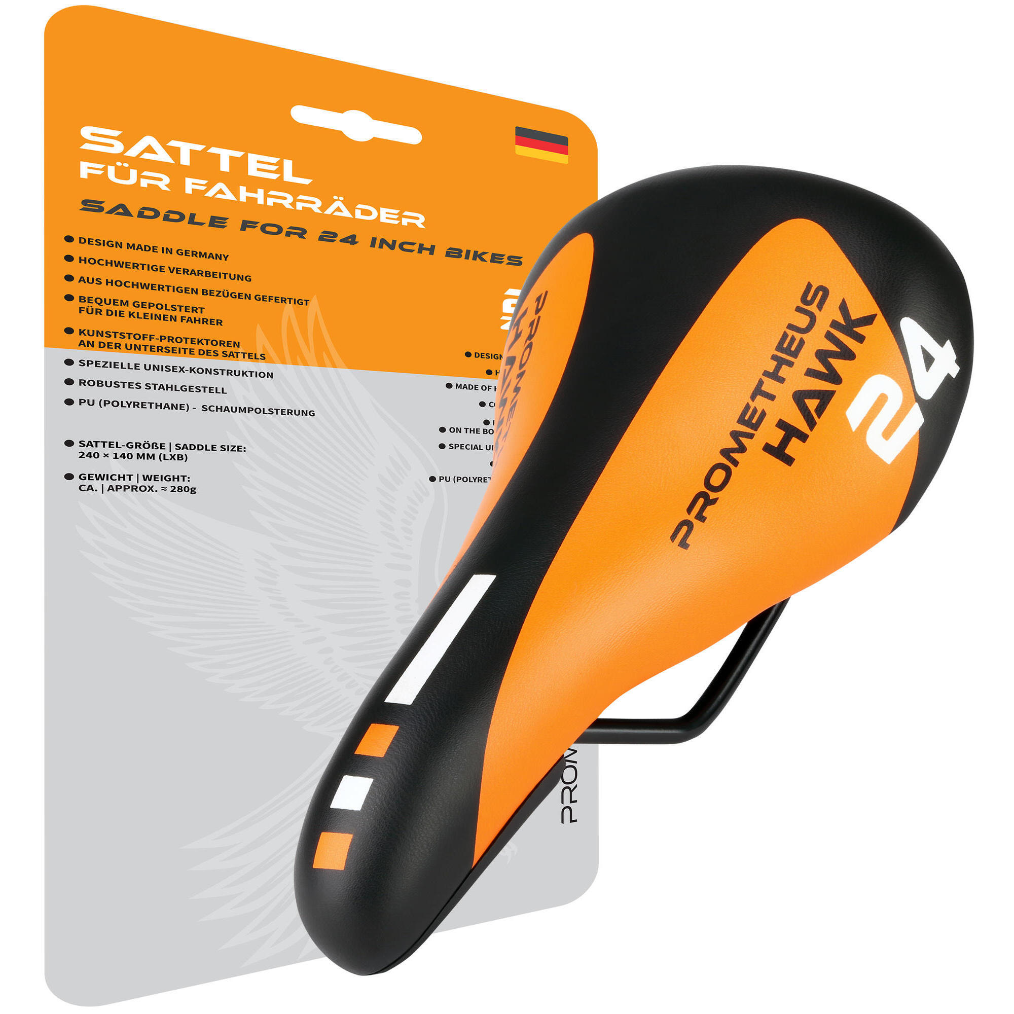 Prometheus Bicycles - Selle Pour 24 Pouces Vélos Enfants Jeunesse Selle De Vélo Confortable - Selle De Vélo - Noir|orange - Taille Unique - Decathlon