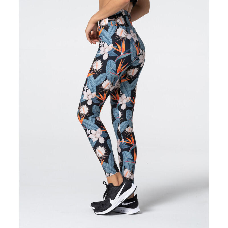 Legginsy z nadrukiem Tropical czarne