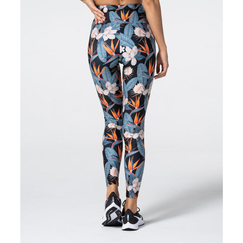 Legginsy z nadrukiem Tropical czarne