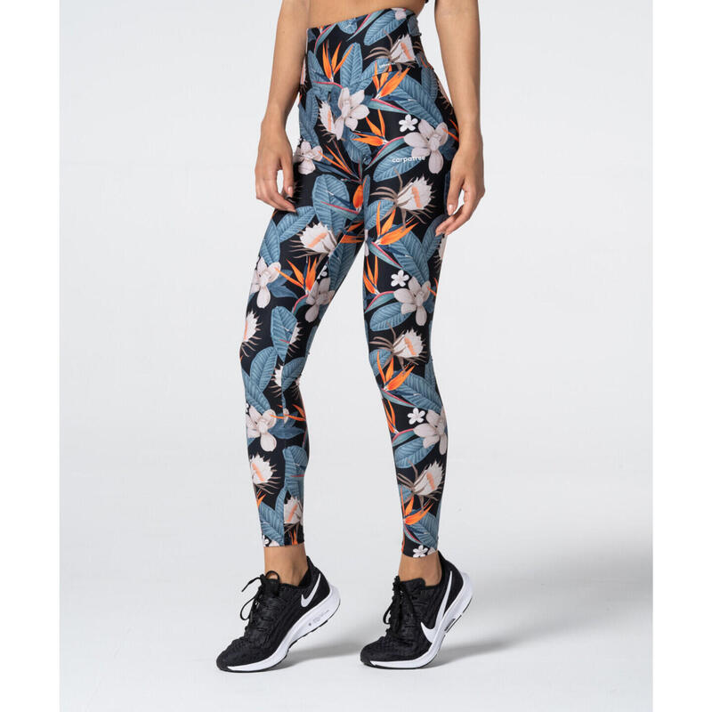 Legginsy z nadrukiem Tropical czarne