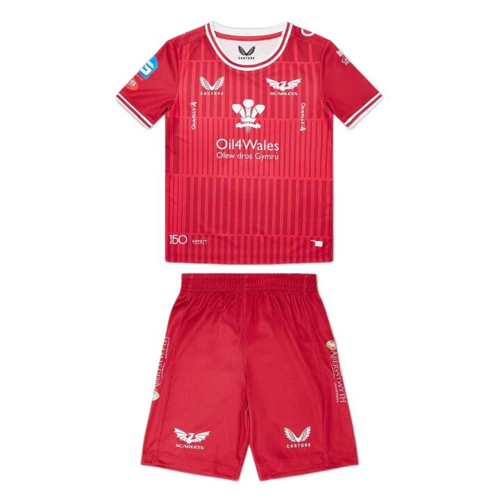 Castore Scarlets Infants Home Rugby Kit TI1505 Red 1/4