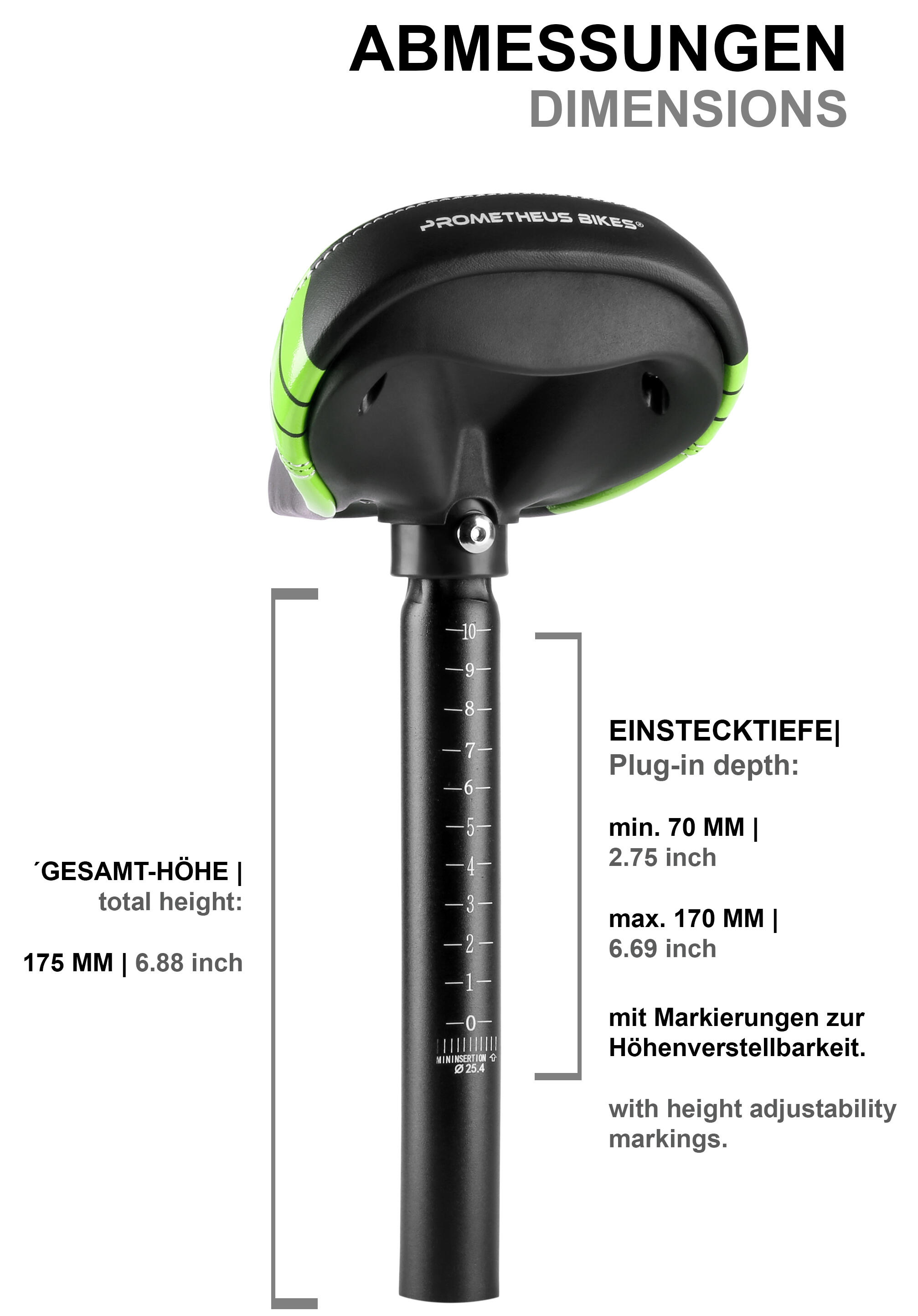 Sattel für Laufrad Kinderfahrrad 10-12 Zoll mit Sattel-Stütze Alu 25.4mm 2/6