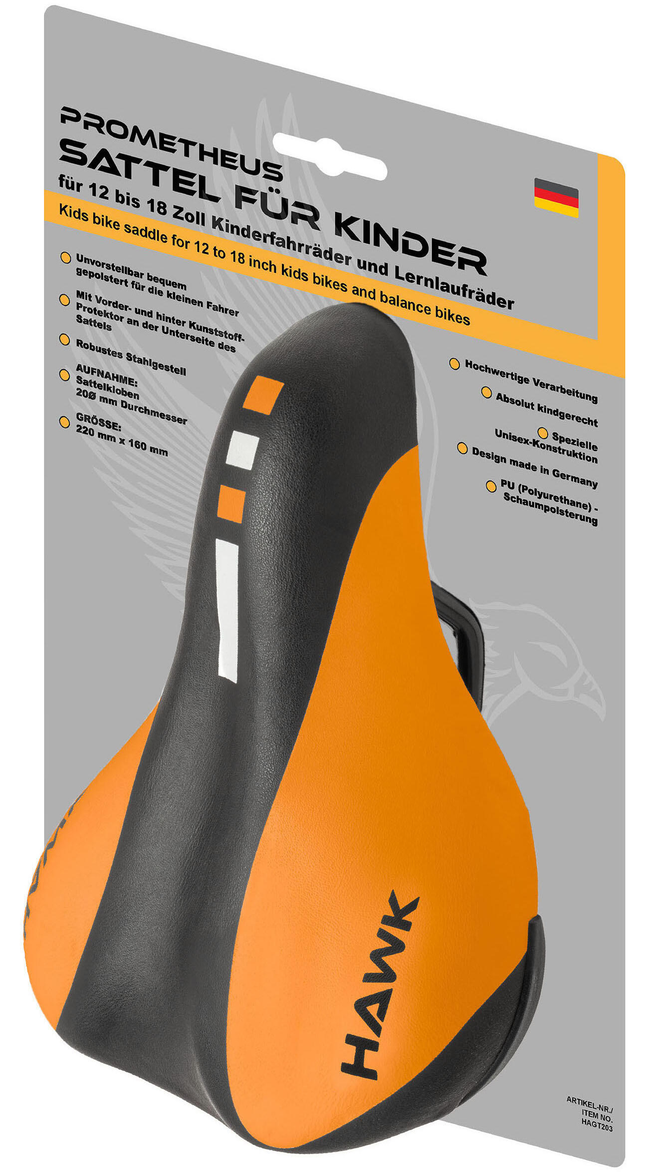 PROMETHEUS BICYCLES Sattel für Kinderfahrrad Kinderfahrradsattel für 12 14 16 18 Zoll Kinderräder