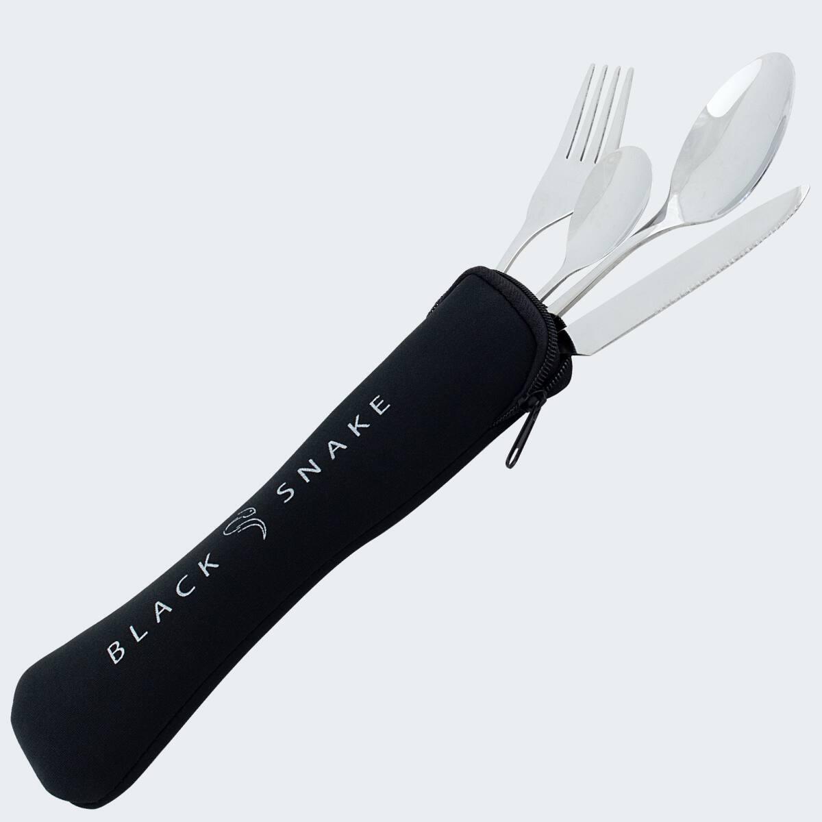 Camping batterie de cuisine, tasse isotherme & couverts | Acier inox & aluminium 6/7