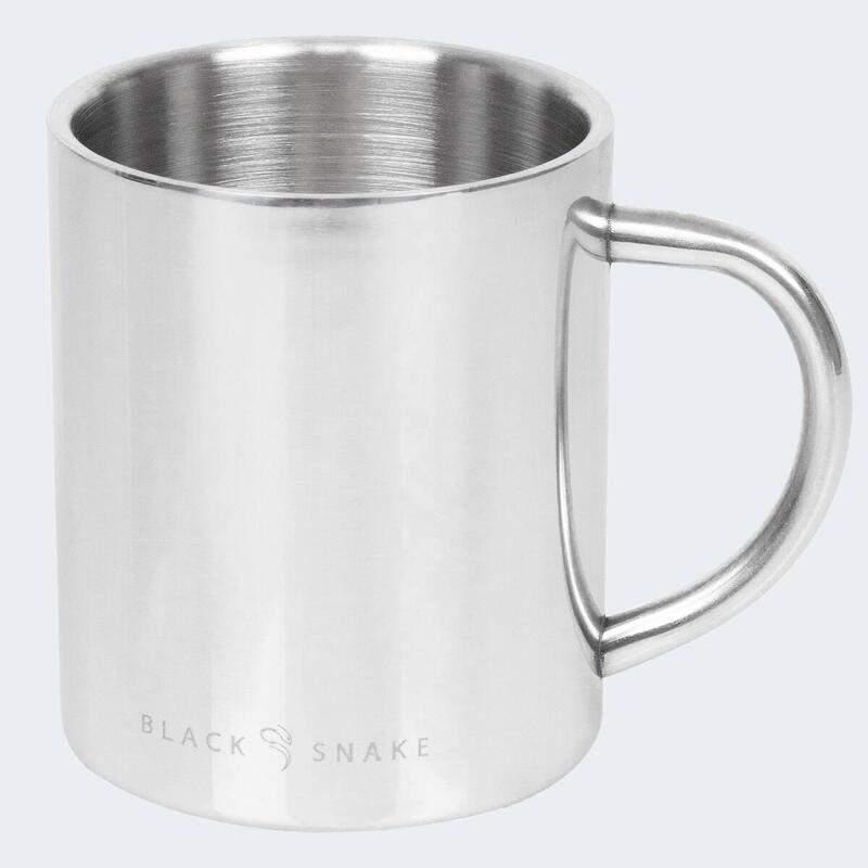 Batería de cocina, taza térmica y cubiertos de camping | Aluminio y acero inox