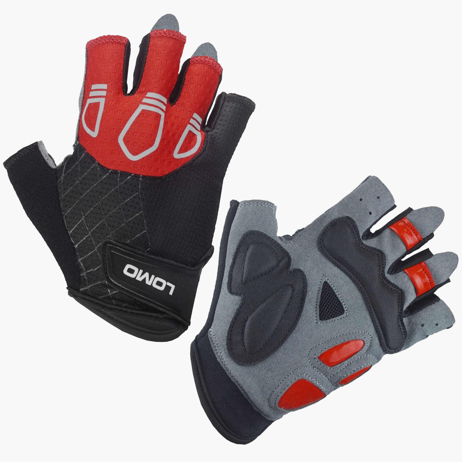LOMO Lomo SG3 - Short Finger Cycling Gloves - Black / Red / Grey