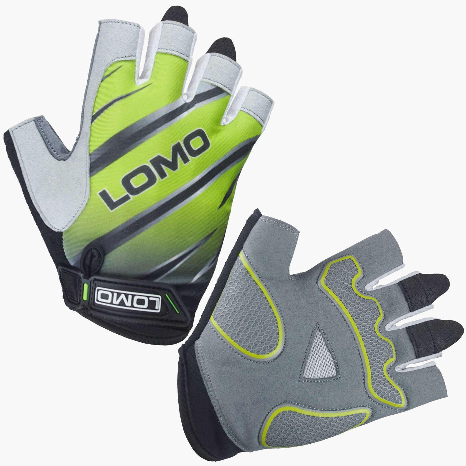 Lomo SG1 - Short Finger Cycling Gloves - Grey / Black / Lime 1/5