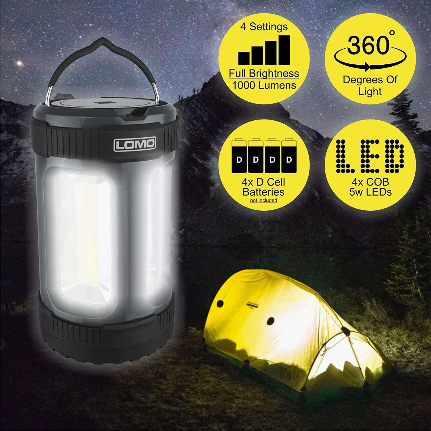 Lomo LED Camping Lantern - 1000 Lumens 4/8