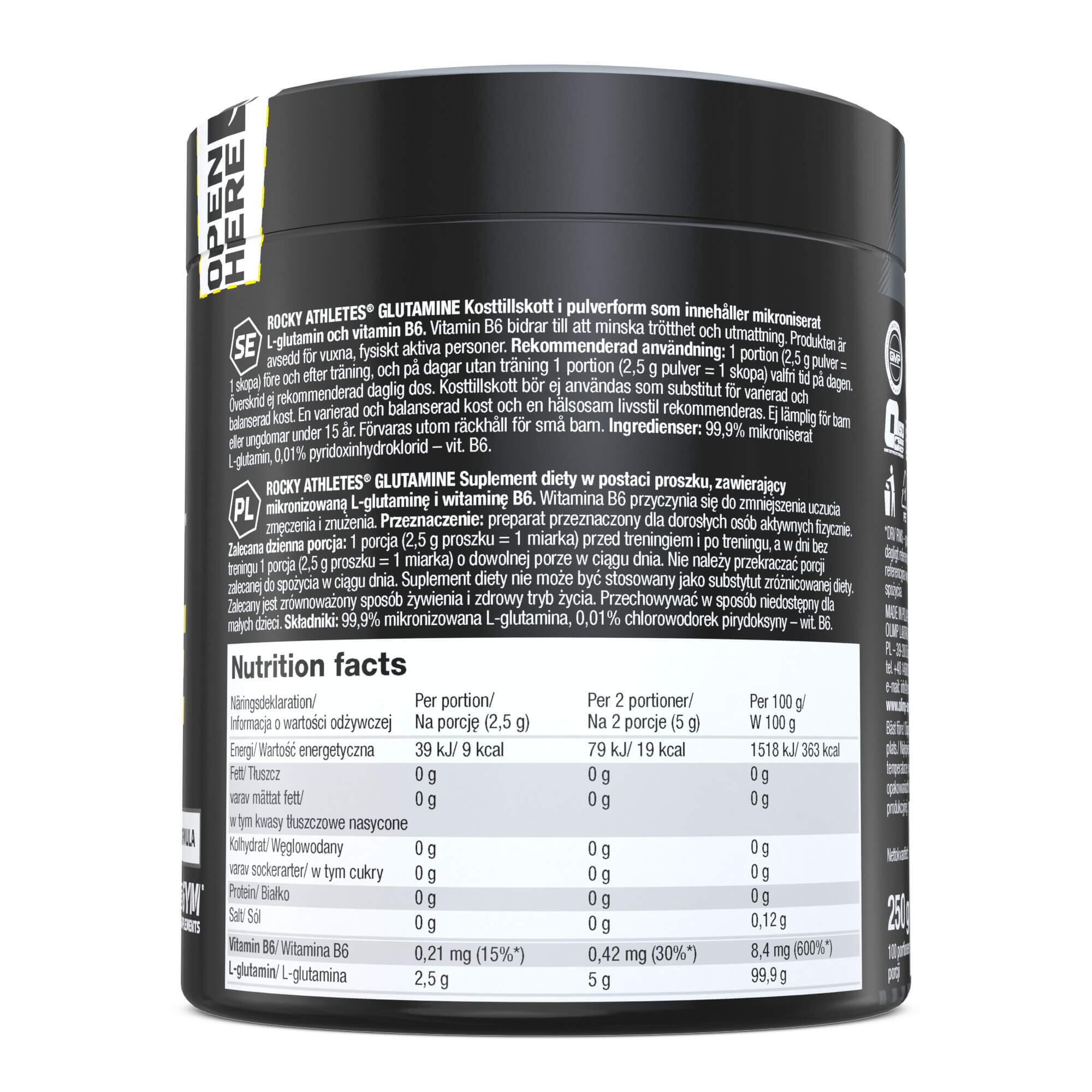 Glutamina Olimp Rocky Athletes® Glutamine - 250 g bezsmakowy 2/3