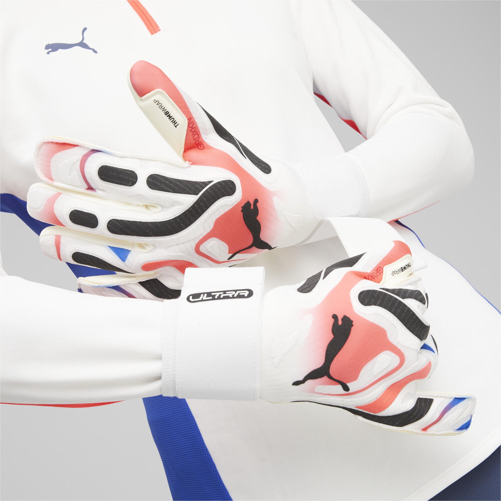 Guanti da portiere ULTRA Ultimate Hybrid PUMA White Ultra Blue Fire Orchid Red 3/3