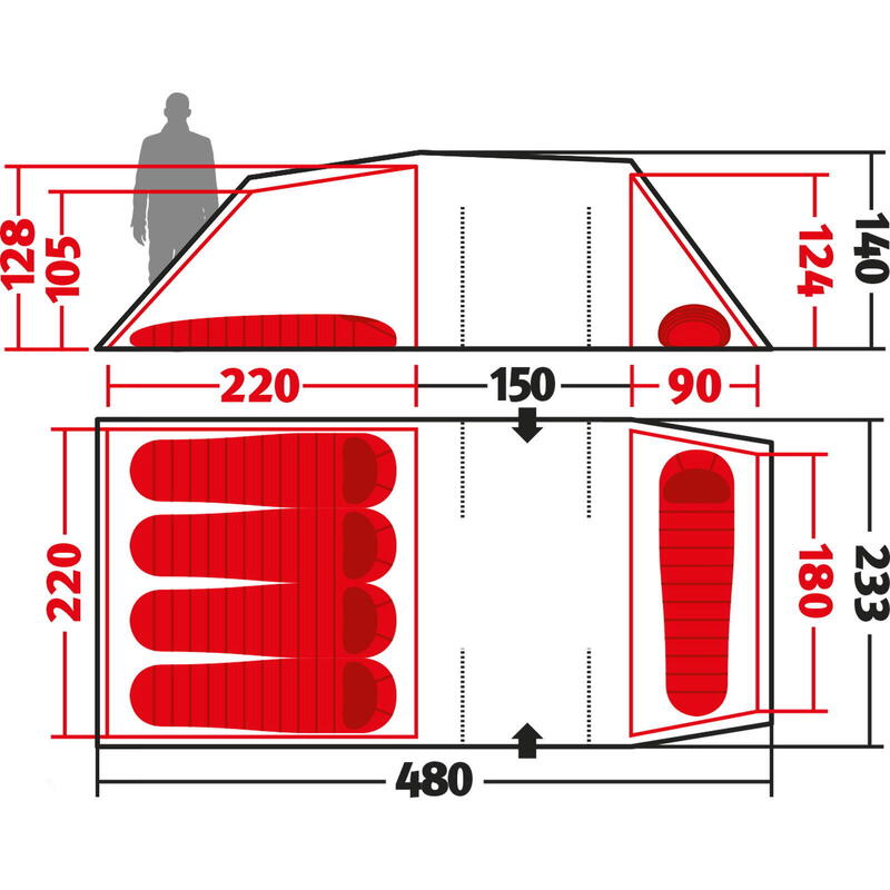 Tunneltent Intrepid 5 persoons kampeertent familietent aluminium licht 5,9kg