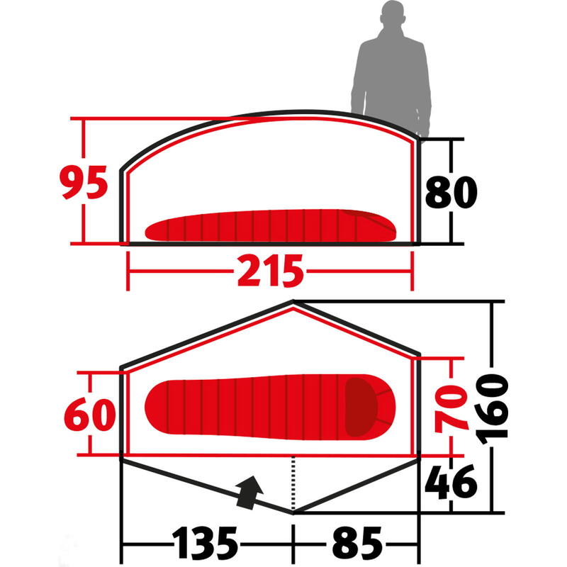 Trekkerstent Exogen 1 persoons Geodät camping fiets bivak tent 1.48 kg