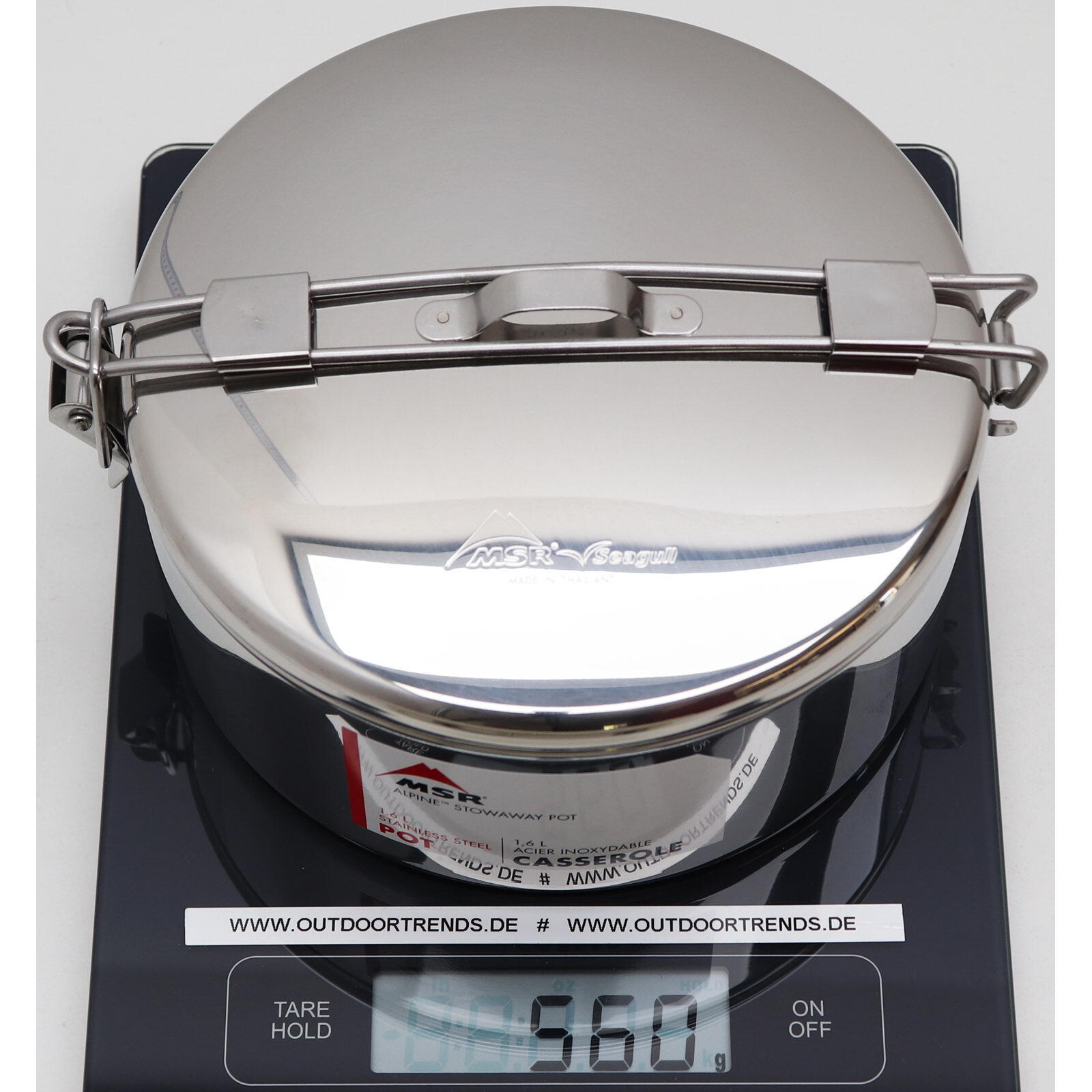 Olla MSR Alpine Stowaway 1,6 L acero inoxidable ligera 550 g mango abatible 4/4