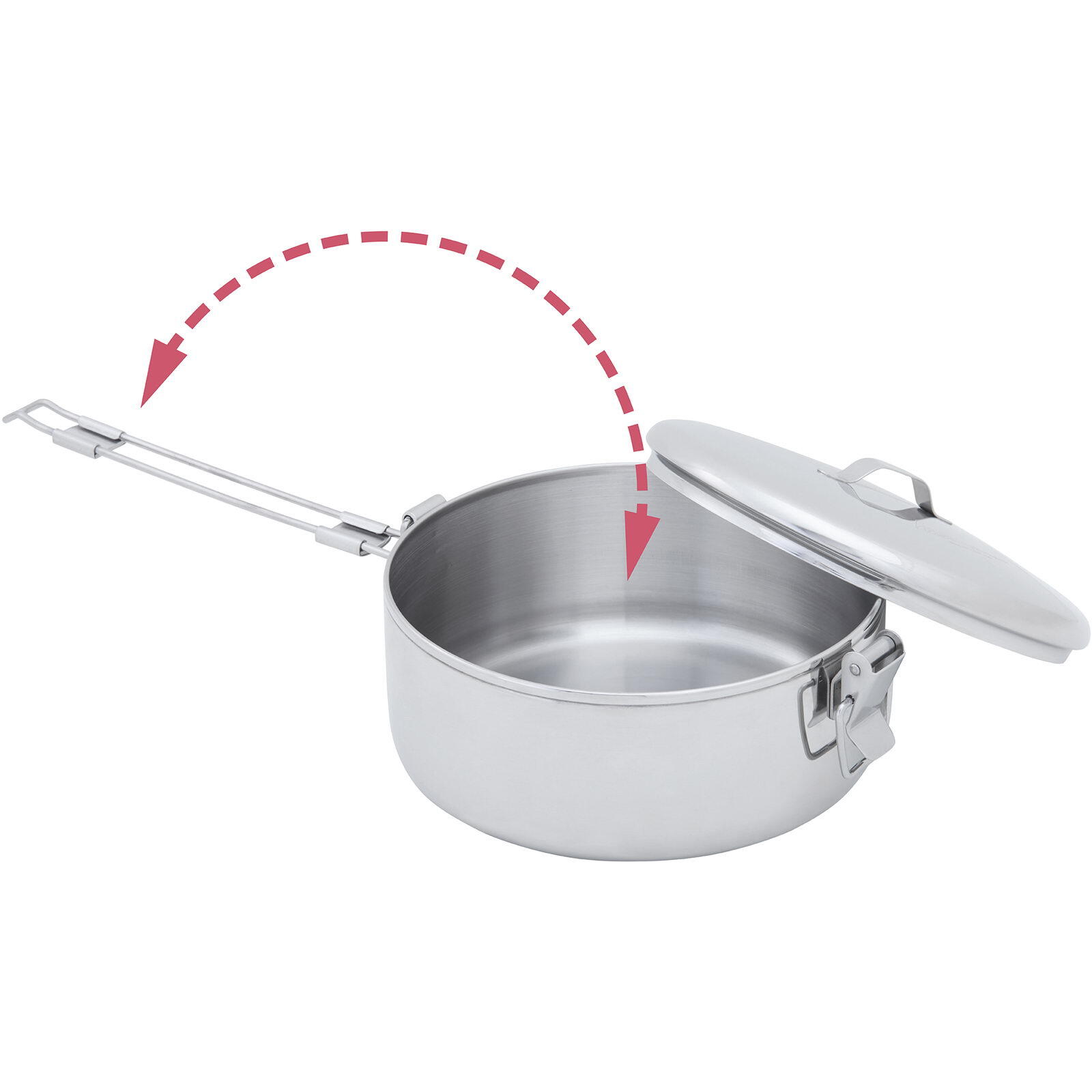 Olla MSR Alpine Stowaway 1,6 L acero inoxidable ligera 550 g mango abatible 2/4