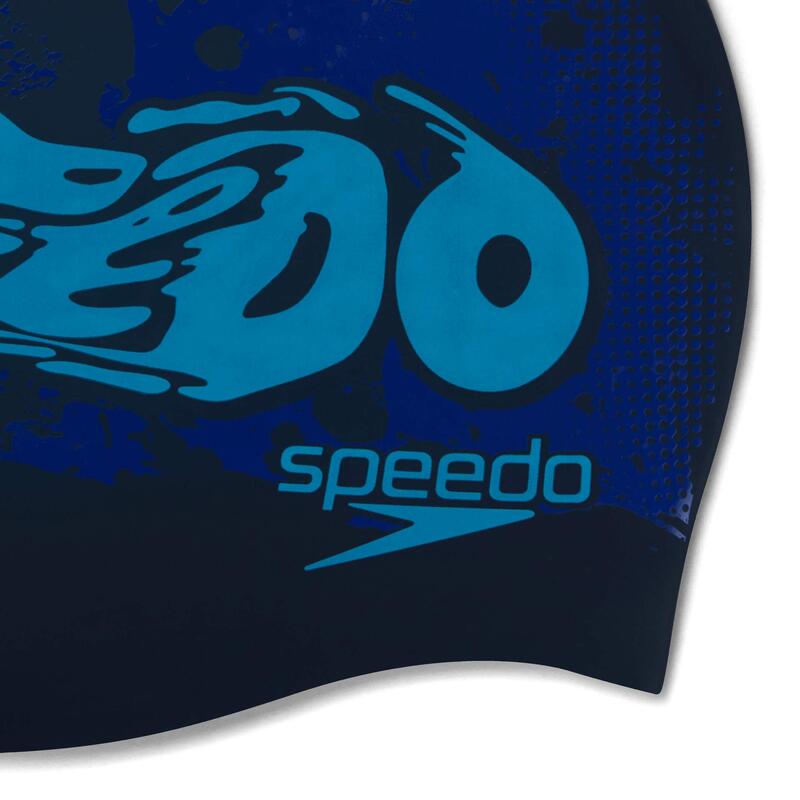 Touca de natação de silicone com impressão de slogan Speedo Junior